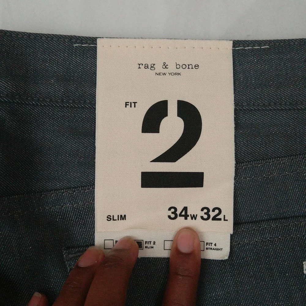 Rag bone fit 2 slim mid rise tailored raw grey denim jeans men's Sz 34w/32L - Picture 7 of 14